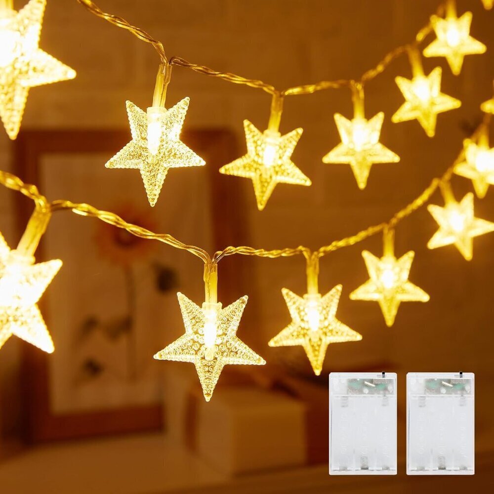 Warm White Star String Lights Battery 2 Pack 50 LED